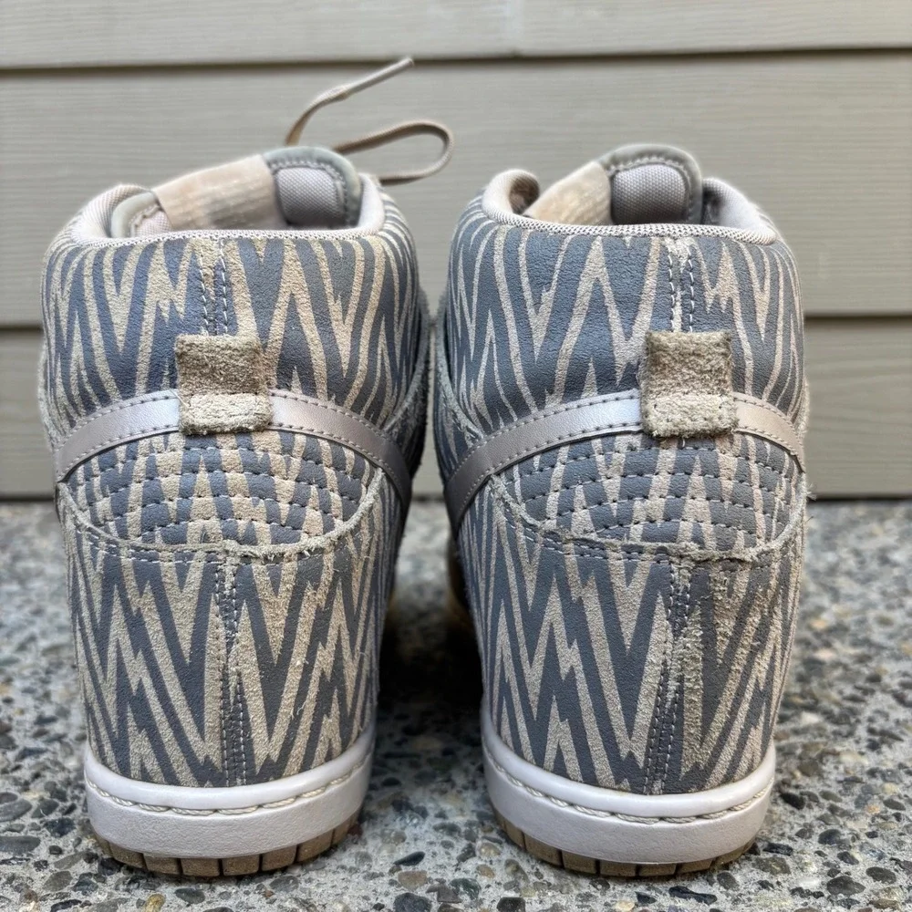 Nike Dunk Sky High Wedge Womens Pale Grey Geometric Sneakers 543258-003 Size 10